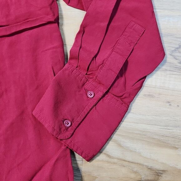 🔺️Old Navy Red Rayon Popover Long Sleeve Top Large - Picture 6 of 9
